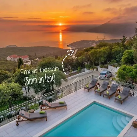 Luxury Fiscardo Walk - Heated Pool & Jacuzzi 피스카던